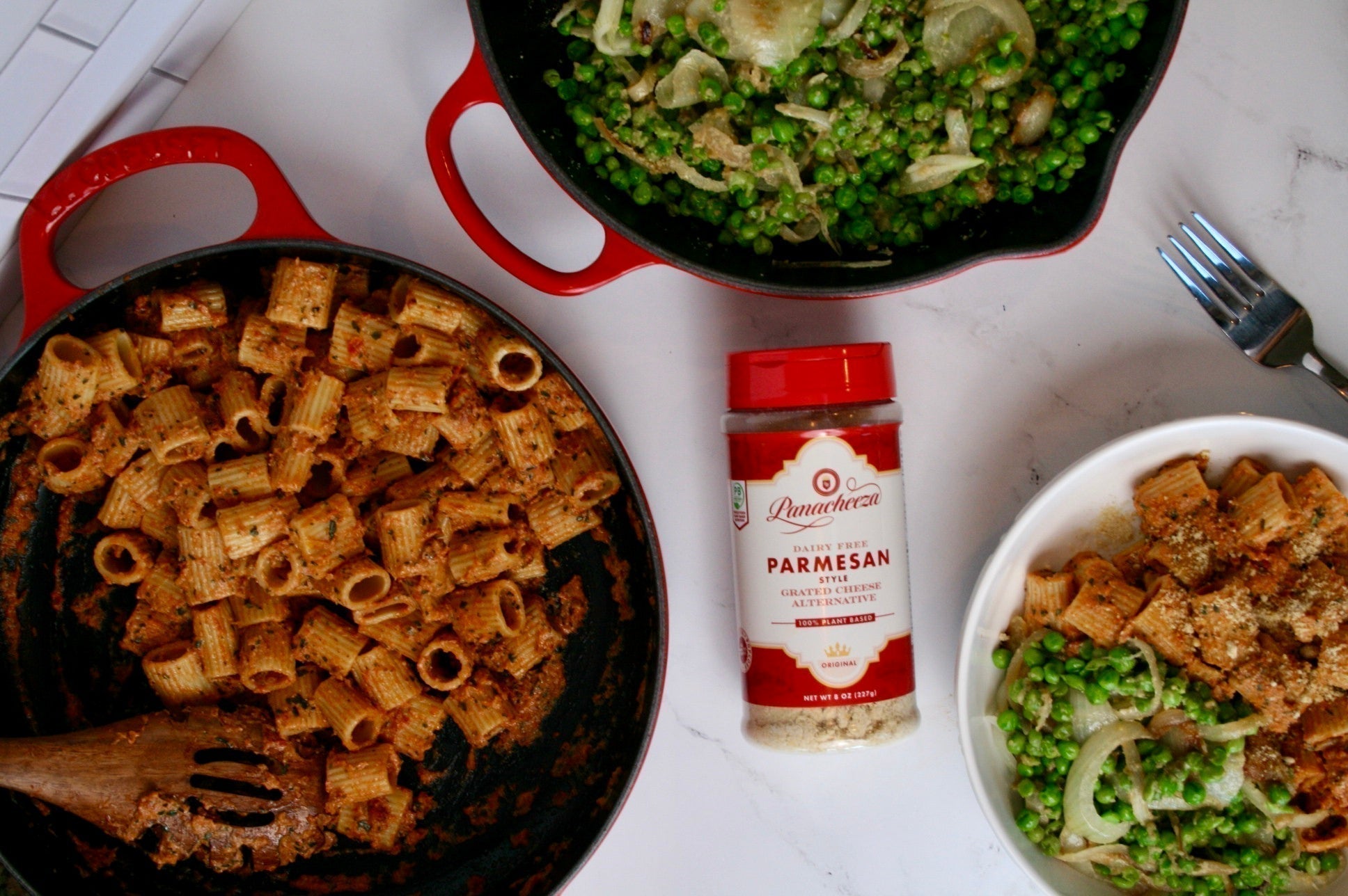 Sundried Tomato Pasta with Peas and Onions – Panacheeza