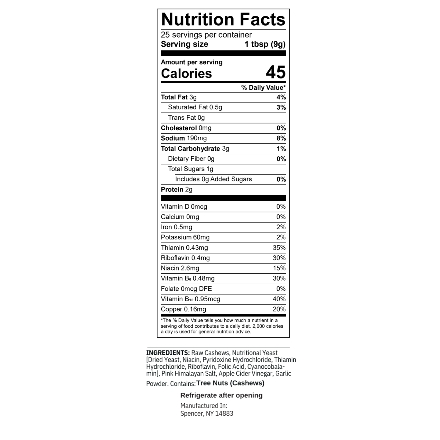 Ingredient list for Original Grated Parmesan-Style Cheese 8oz